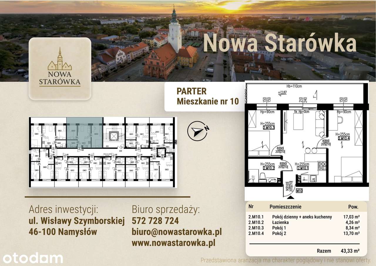 Mieszkanie 3 pokojowe o pow.43,33 m2