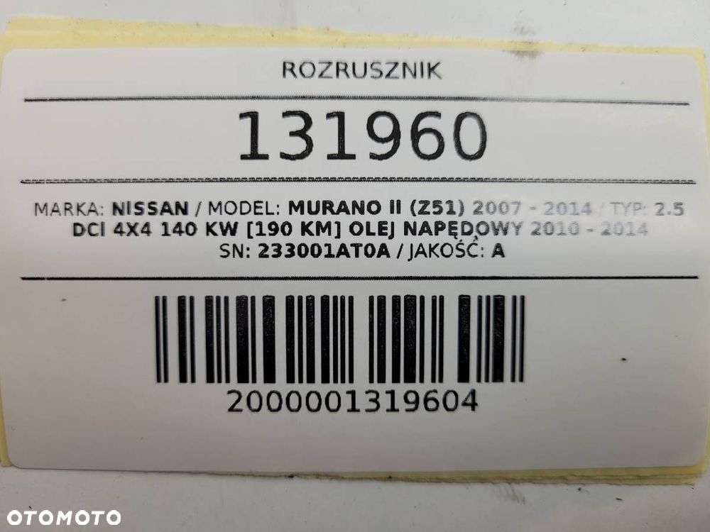 ROZRUSZNIK NISSAN MURANO II 2012 2.5 DCI 233001AT0A - 7