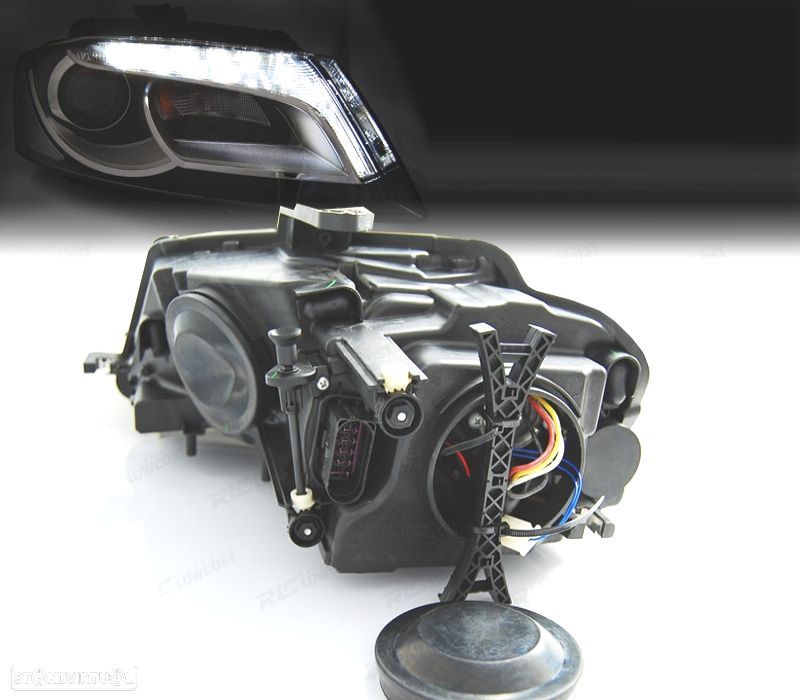 FARÓIS COM LUZ DIURNA TRU DRL PARA AUDI A3 8P 08-12 FUNDO PRETO - 2