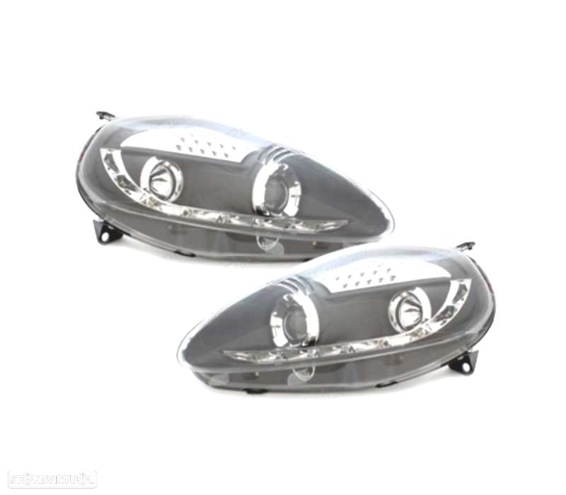 FARÓIS FIAT GRANDE PUNTO 05-08 LUZ DIURNA FUNDO NEGRO - 2