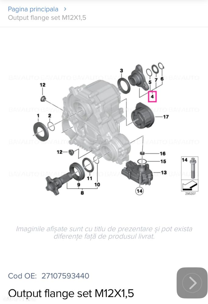 Vând flanșă metalică de la cutia de transfer către cardanul de spate BMW xDrive (4x4) Bmw f30 f25 f01 g11 etc - 4