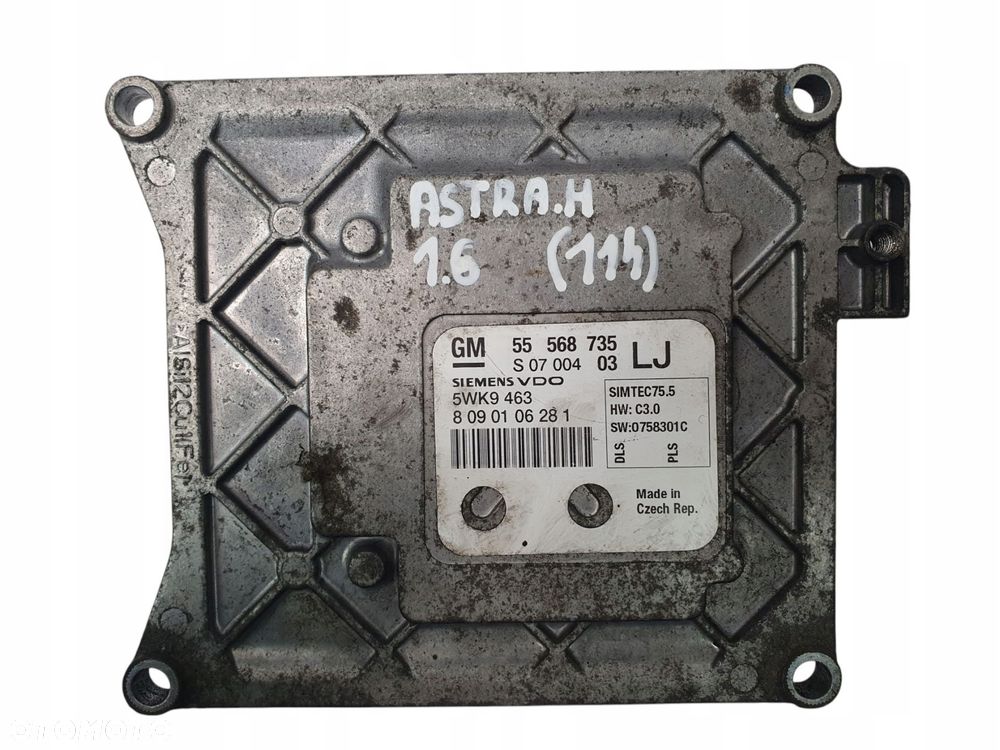 STEROWNIK SILNIKA ECU Opel Astra H 1.6 16V Z16XER GM 55568735 LJ - 1