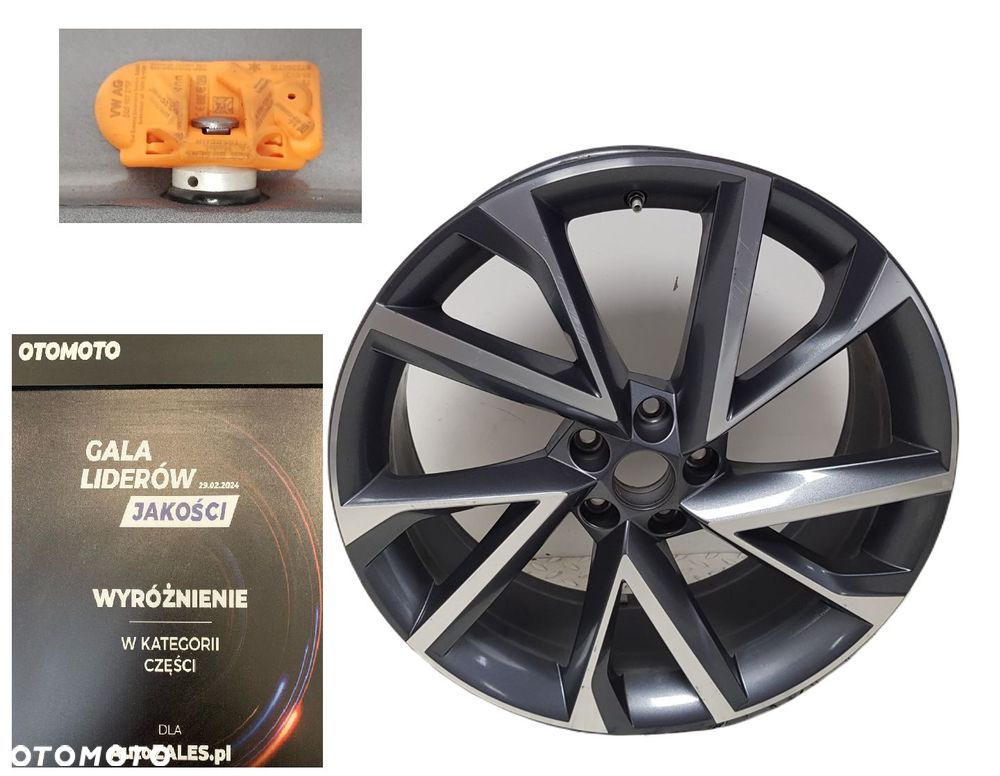BARDZO ŁADNA FELGA ALUMINIOWA ALUFELGA CZUJNIK SKODA KODIAQ 20 x 8,0J  5x112 ET41 565601025Q - 1