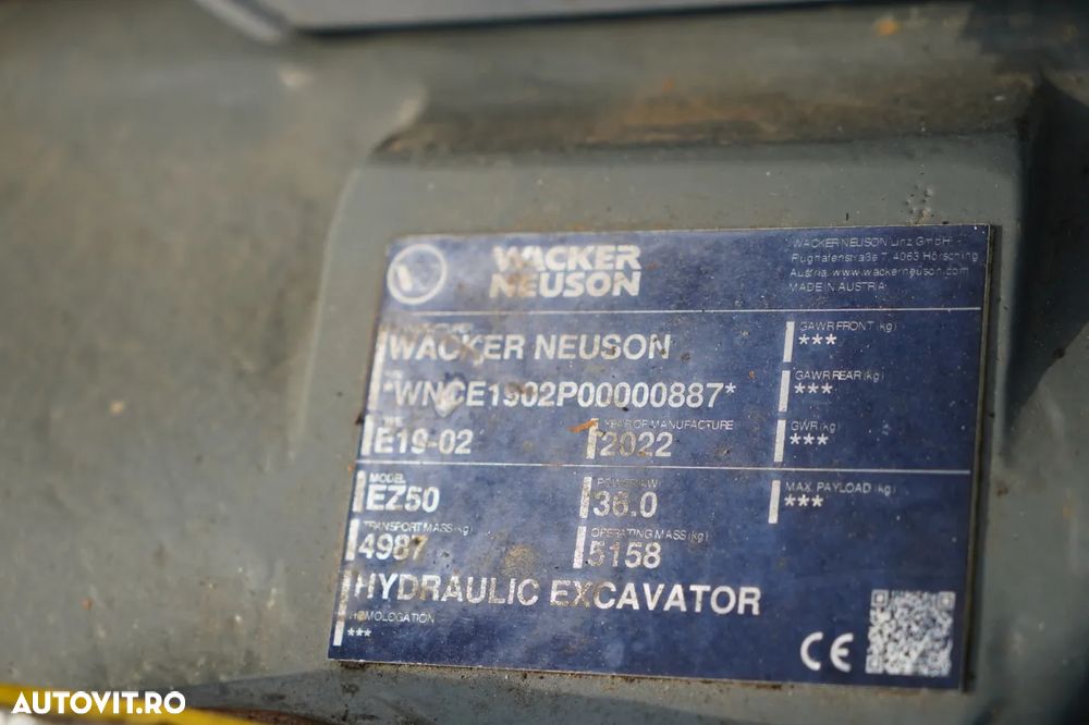 Wacker NEUSEON EZ50 / MINI EXCAVATOR / 2022 / 3.200 ORE / SET CUPĂ - 39