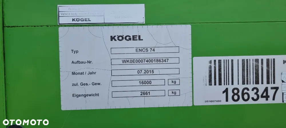 Kogel 17.500zł netto 2xZABUDOWA KOGEL BDF 7.45x2.50 BURTO- FIRANKA SUWANY DACH 2015ROK DRZWI st.bdb - 13