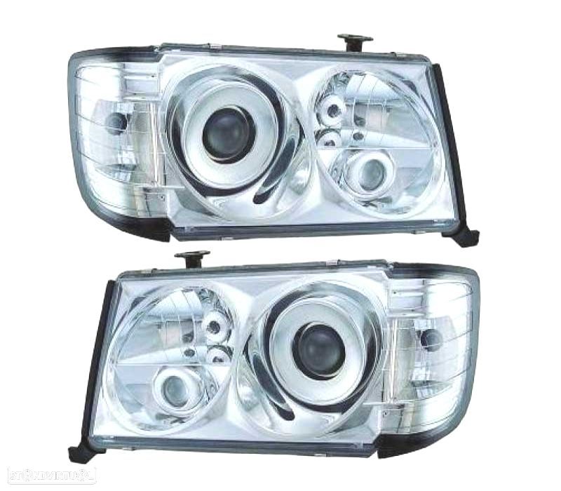 FARÓIS + PISCAS MERCEDES E W124 85-93 CROMADO VIDRO LISO - 1