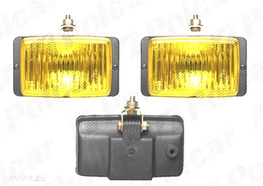 Set proiectoare auto Wesem 12/24V rectangular bec H3 stanga/dreapta 138x78x60mm sticla galbena carcasa neagra, cu lumina de ceata - 1