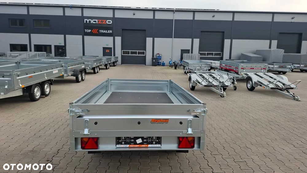 Neptun DOSTAWA! Przyczepa platforma wym. 263x145x30cm koła pod spodem N7-263 2 BaseLine, wszystkie burty DEMONTOWALNE, DMC 750kg GN87 - 10