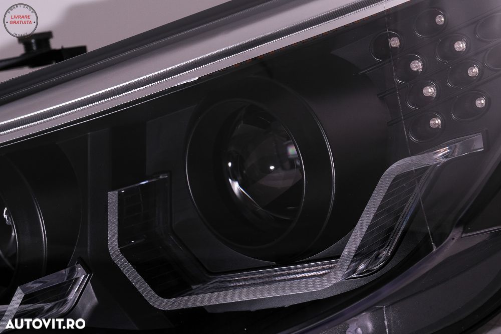 Faruri 3D LED Angel Eyes BMW Seria 5 E60 E61 (2003-2007) LCI Design Negru- livrare gratuita - 21