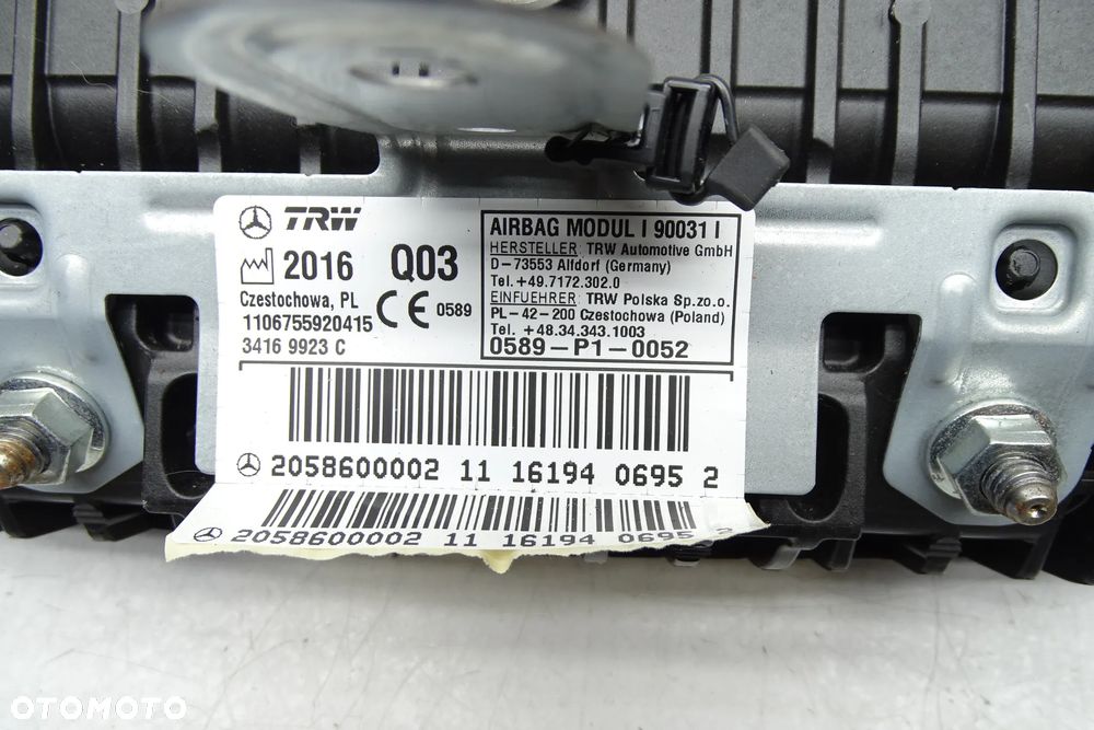 Mercedes C Klasa W205 Poduszka powietrzna Airbag pasażera A2058600002 - 3
