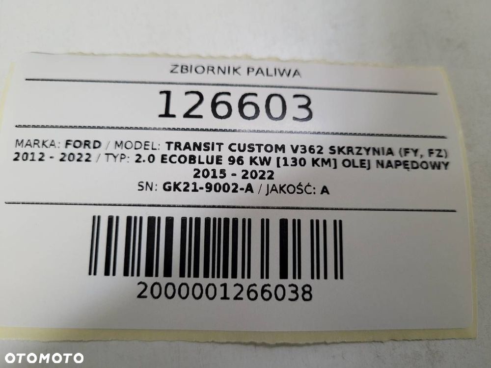 ZBIORNIK PALIWA BAK FORD TRANSIT CUSTOM 2.0 D - 6