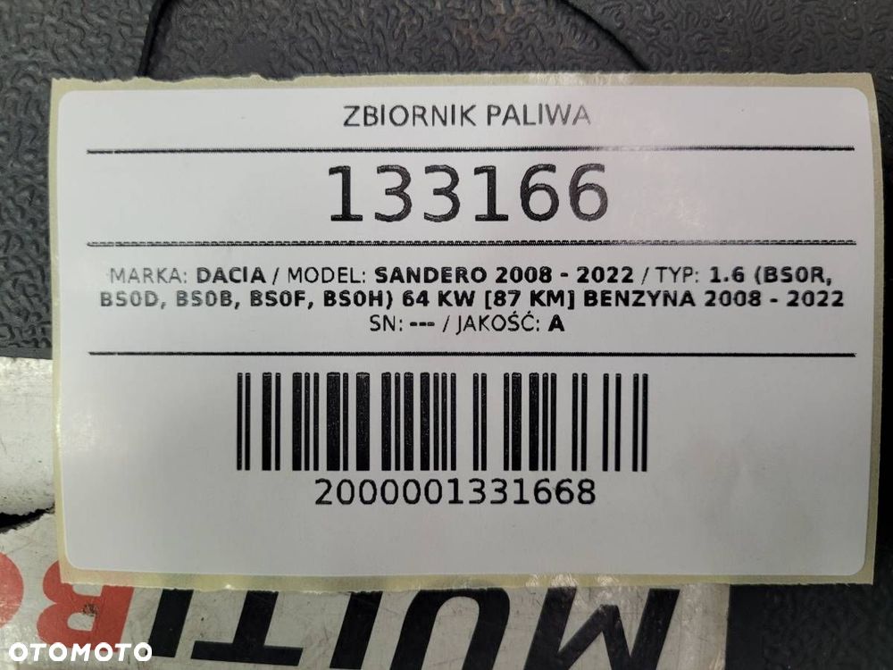 ZBIORNIK PALIWA DACIA SANDERO I 2009 1.6 BENZYNA EUROPA - 9