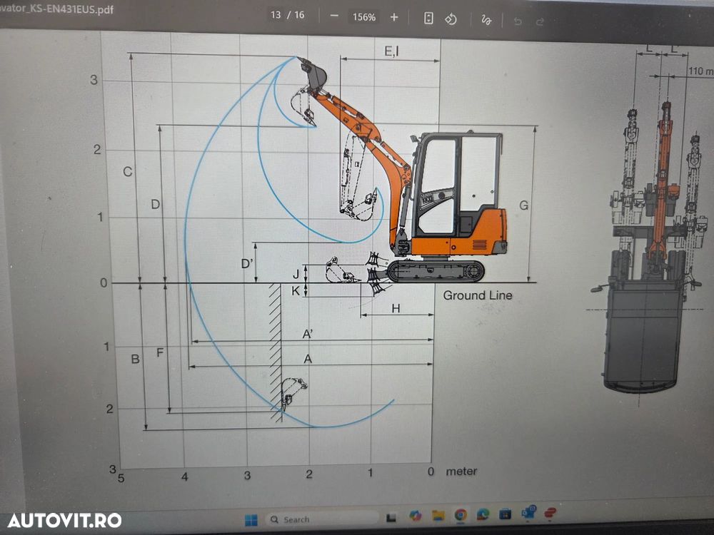 Hitachi 2 tone, Adancime sapare 2,5m, ZX19-6, CUPLA RAPIDA+3 CUPE  NOI, inst picon pe brate, lama nivelare, senile 90% ok EXTENSIBILE, camera spate, latime 1m, posibilitatea leasing 4 ani-PROMOTIE 21.900 EUR+Tva - 8