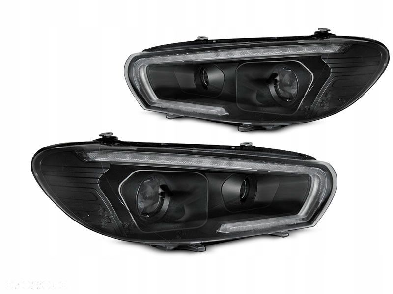Lampy Reflektory Vw Scirocco 2008-14 Tube Led Black Dts Drl - 1