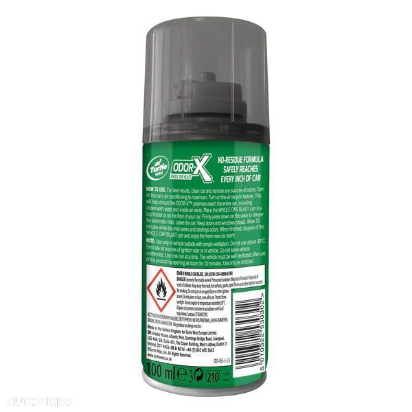 Spray automat eliminare mirosuri neplacute (fum, animale companie, cafea, mancare) Power Out Odor-X Whole Car Blast-New Car 100ml - 2