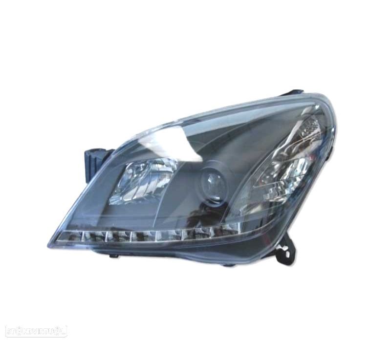 FARÓIS OPEL ASTRA H 04-09 LUZ DIURNA LED FUNDO NEGRO - 2