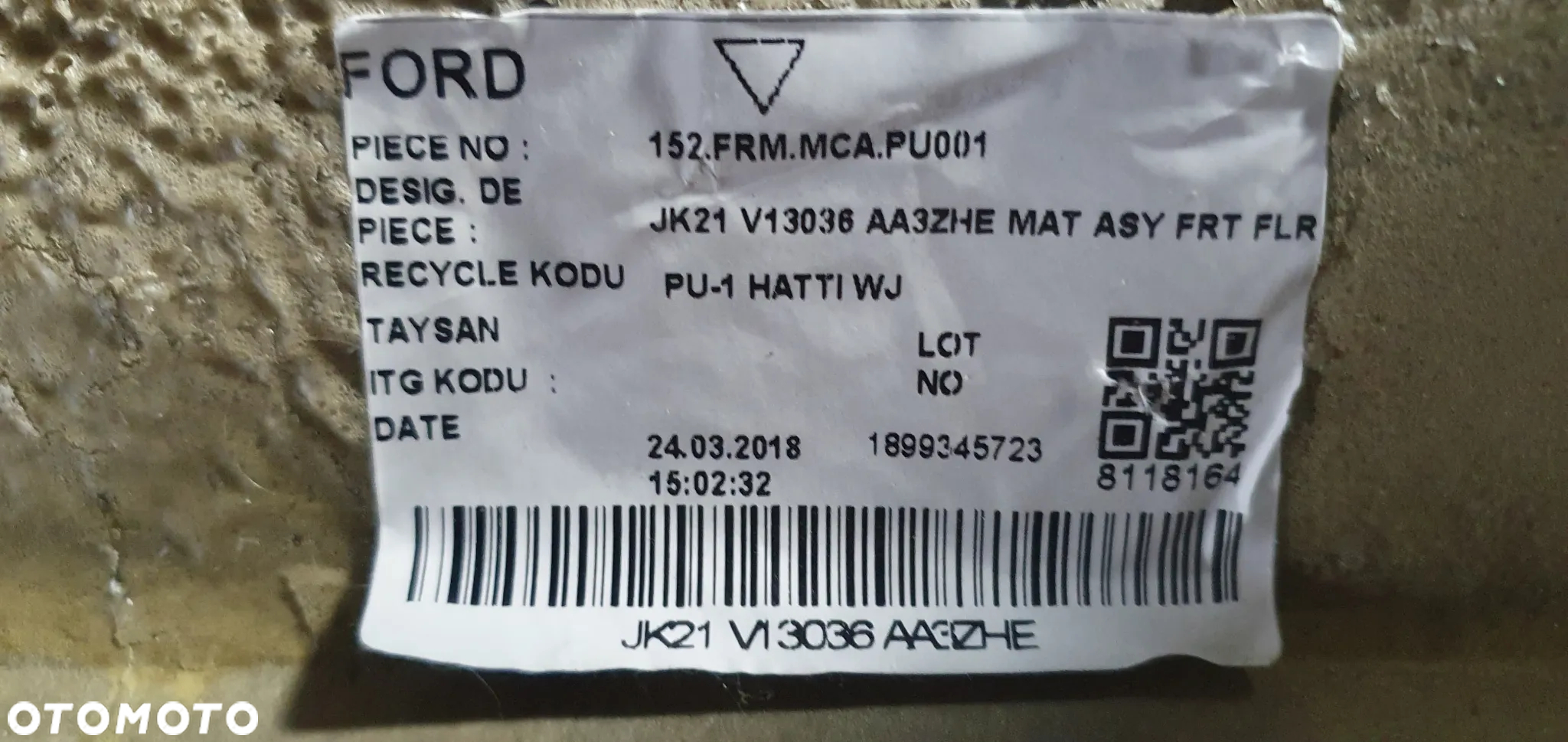 Dywan wykładzina podłoga przód Ford Transit Custom Lift MK8 JK21-V13036-AA - 7