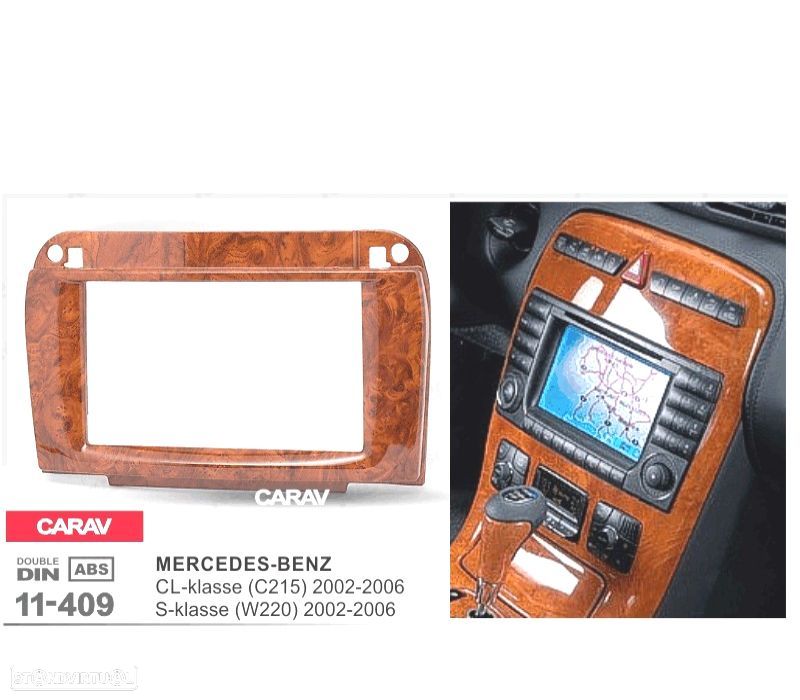 MOLDURA ADAPTADOR MADERA ALTO BRILHO PARA RADIO 2-DIN MERCEDES CLASE-CL W216 CLASE-S W220 - 1