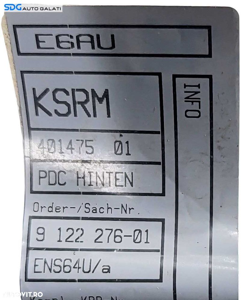 Cablaj Instalatie Electrica 4 Senzori Parcare Spate BMW Seria 5 E60 2003 - 2010 Cod 9122276-01 [L7360] - 5