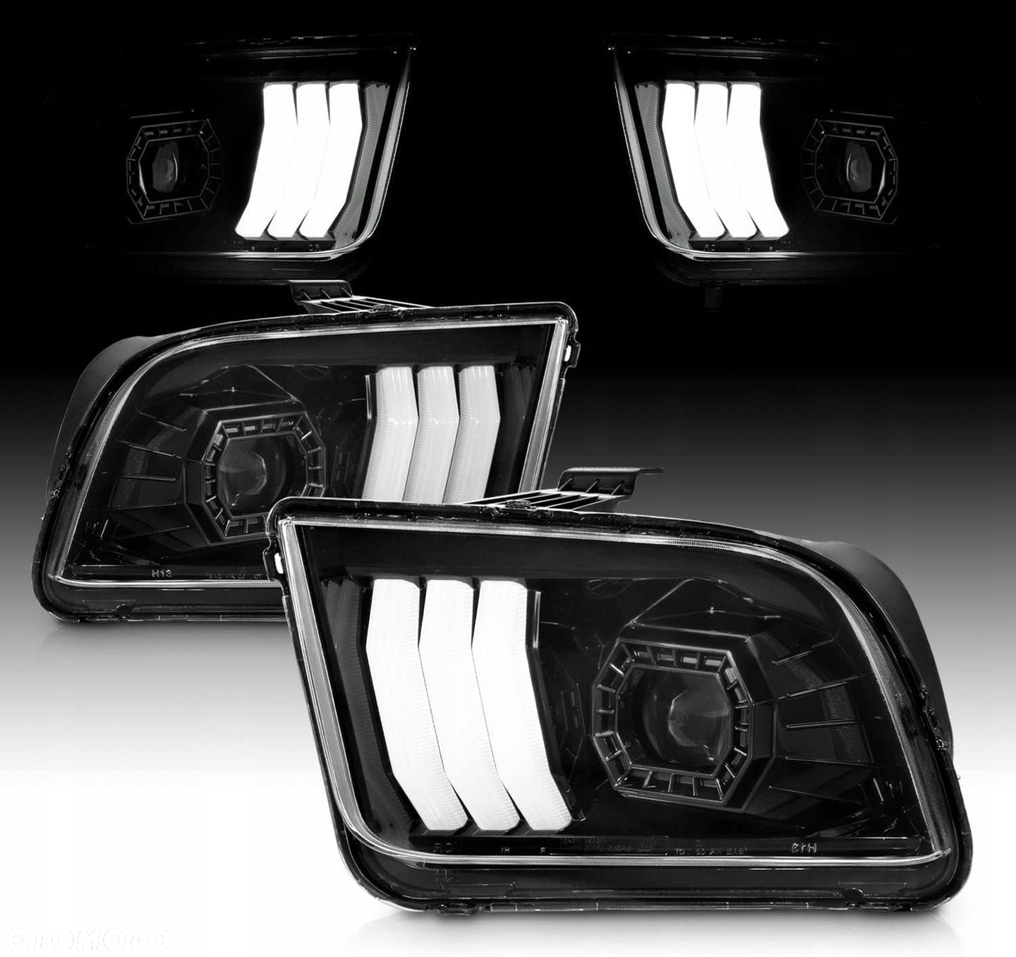 Reflektor Lampa kpl Led Neon Tuning Black Czarne Ford Mustang V 5 2004-2009 - 3