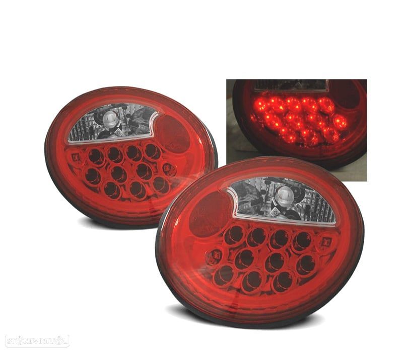 FAROLINS TRASEIROS LED VOLKSWAGEN VW NEW BEETLE 98-05 VERMELHO - 1