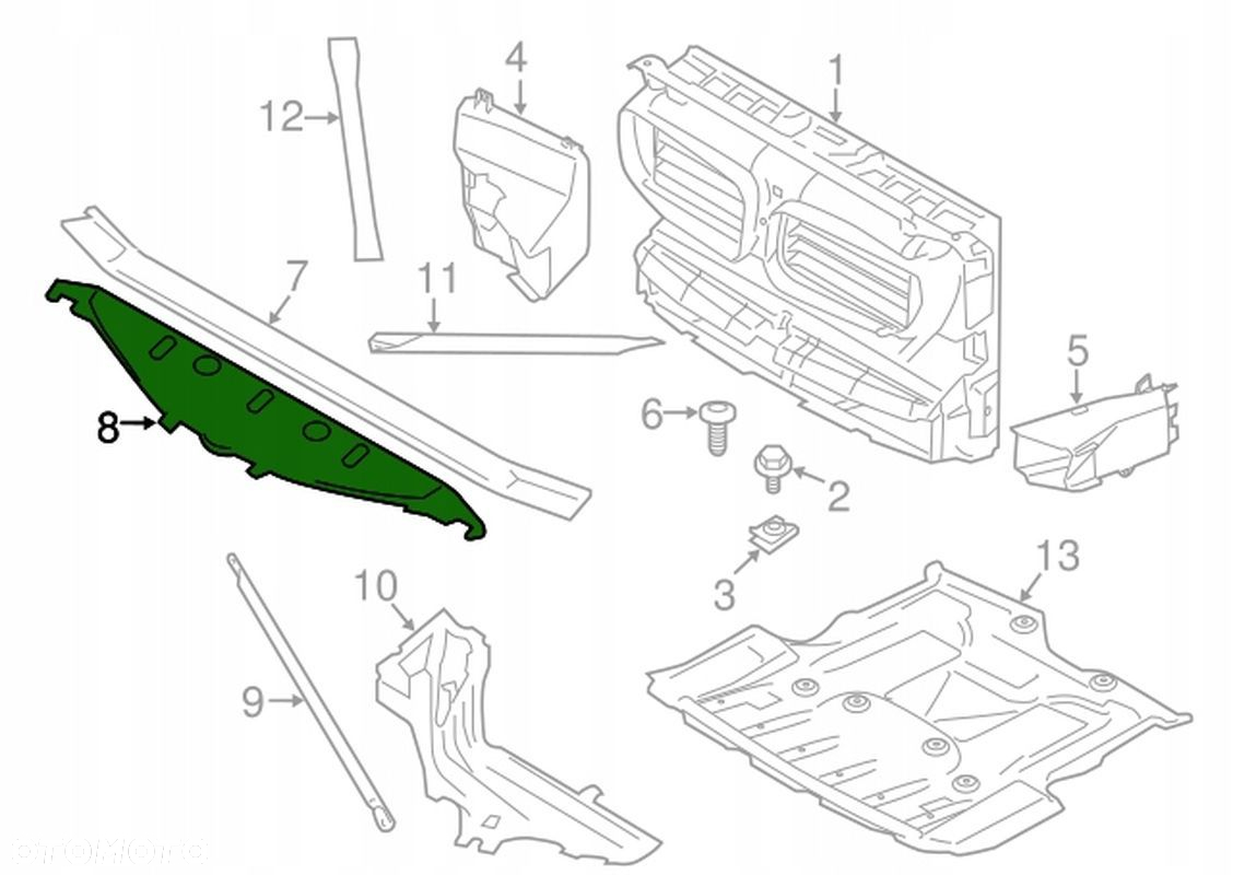 PAS PRZEDNI WZMOCNIENIE CZOŁOWE BELKA BMW 5 F10 F11 F06 F12 51647200689 - 2