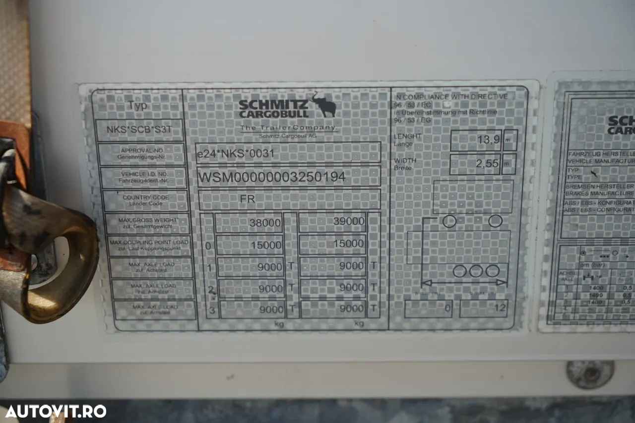 Schmitz Cargobull CORTINĂ / STANDARD / 2 AXE RIDICATIVE / AXE SCHMITZ - 27