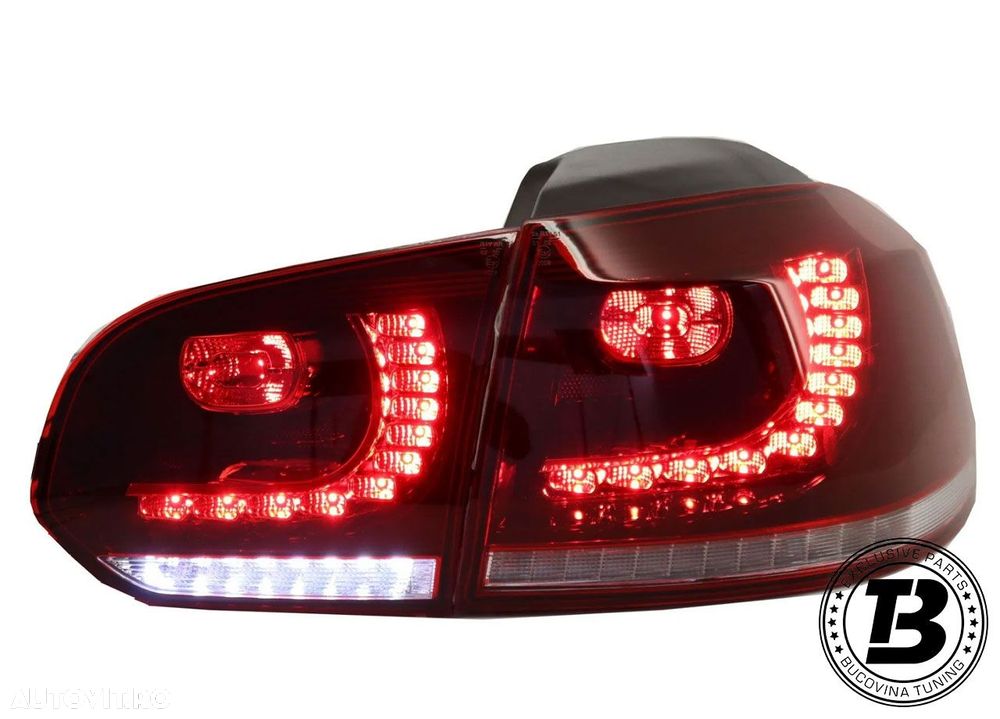 Stopuri Full LED compatibile cu VW Golf 6 VI R20 Cherry Red Design - 13