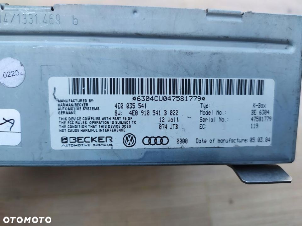 AUDI A8 D3 MODUŁ RADIA TUNER 4E0035541 SPRAWNY - 4