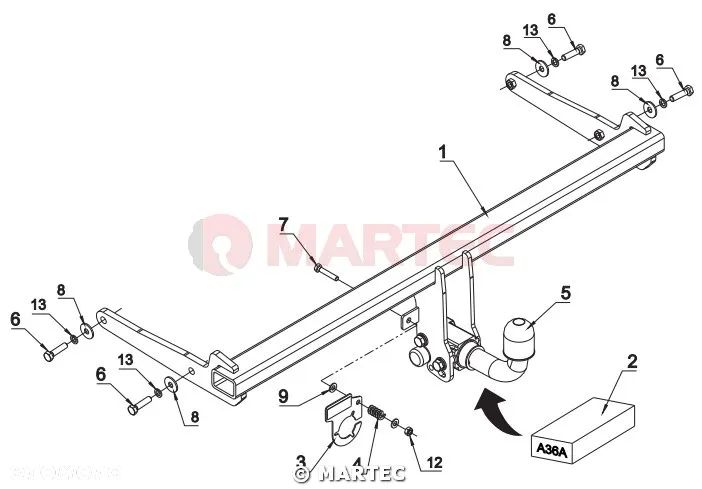 Wypinany hak holowniczy + Moduł 7 pin do AUDI Q2 od 2016 - 2