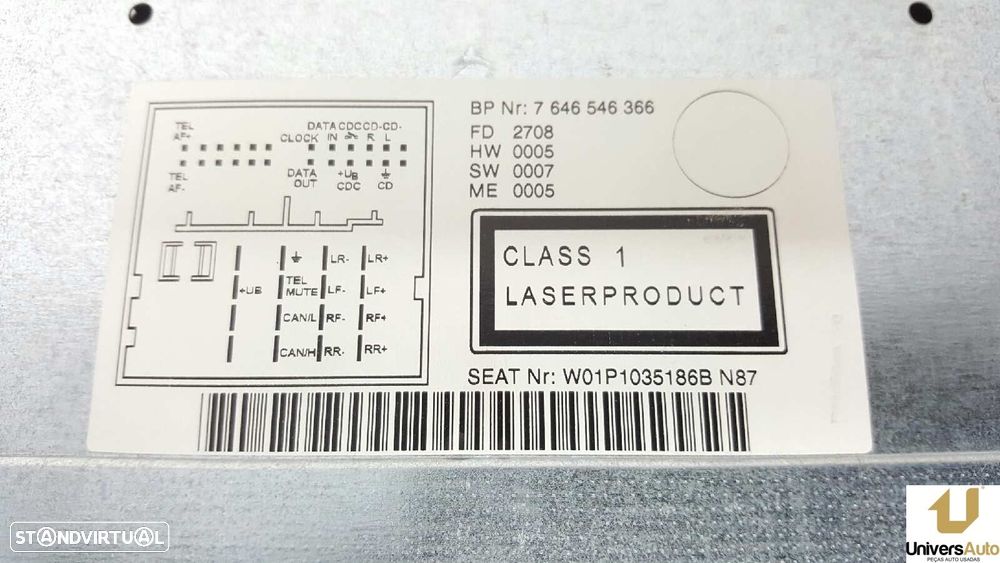 SISTEMA AUDIO / RADIO CD SEAT LEON (1P1) FR 1 - 2