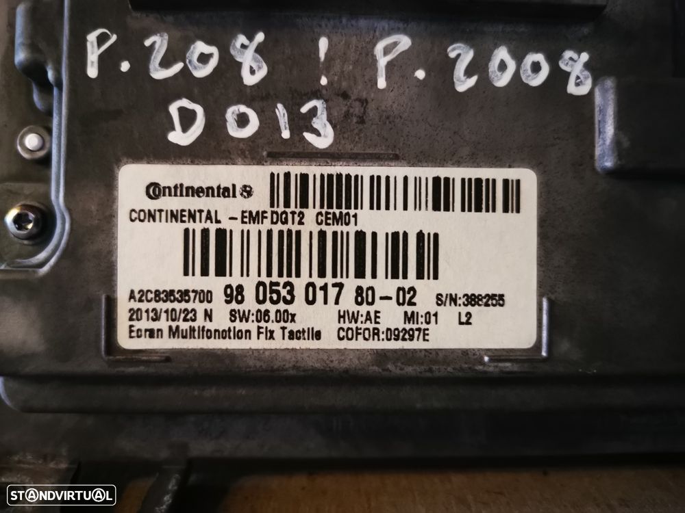 PEUGEOT 208 / 2008 RÁDIO ECRÃ DISPLAY GPS - D013 - 4