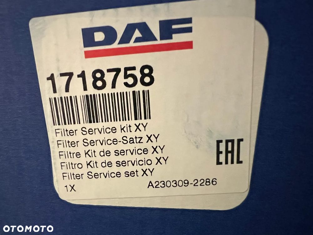 Zestaw pakiet filtrów serwisowy przegląd DAF XF 106 FL 480 1718758 - 2