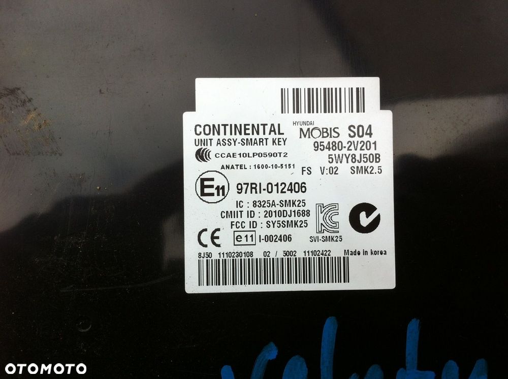MODUŁ SMART KEY 95480-2V201 HYUNDAI VELOSTER EUROP - 2