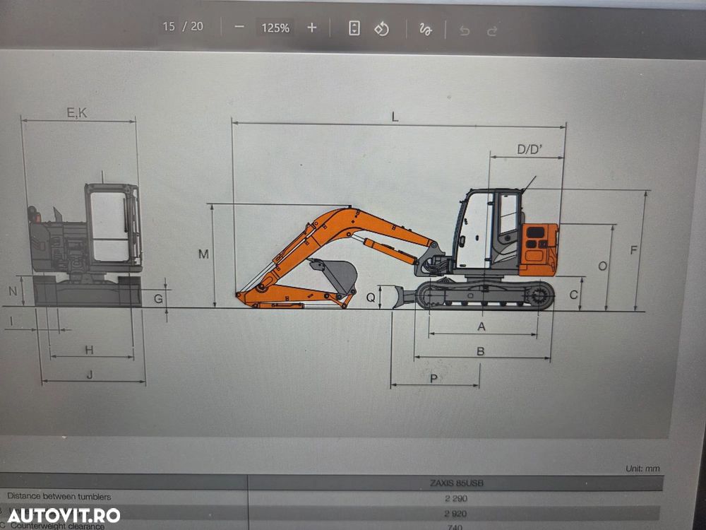 Hitachi ZX85USB-6, 2022, 2.513 ore, Masa 8,6 tone, CUPLA RAPIDA HIDRAULICA+3 CUPE NOI, inst picon pe brate, Camera pt masalier, Aer cond, senile cauciuc 90% ok, ad sapare 6m, computer de bord in romana, CA NOU, posibil leasing 4 ani, PROMOTIE 62.900 Euro+tva - 10