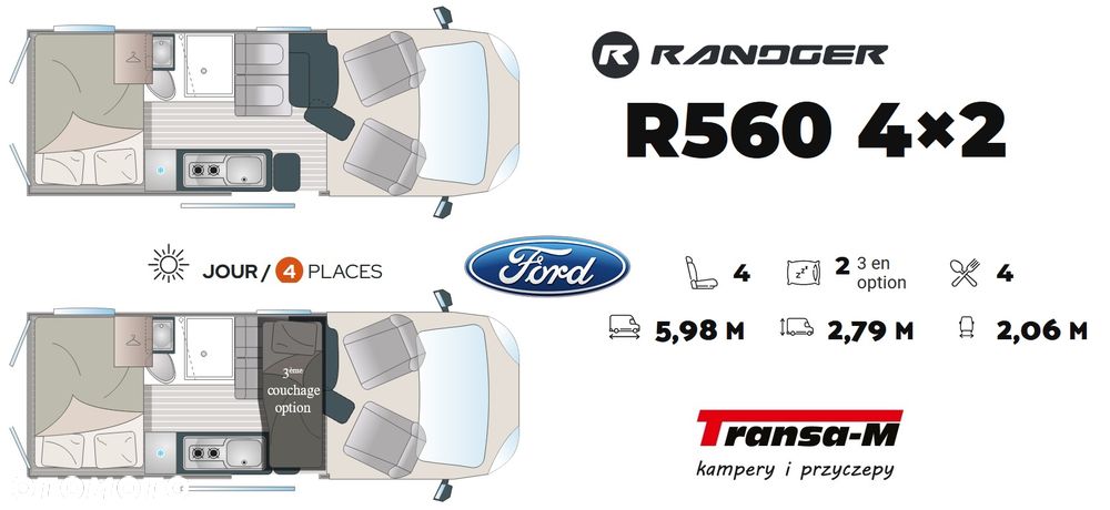 Ford KAMPER RANDGER R560 TRANSIT 4X2 165KM NOWY! MODEL 2026! - 2