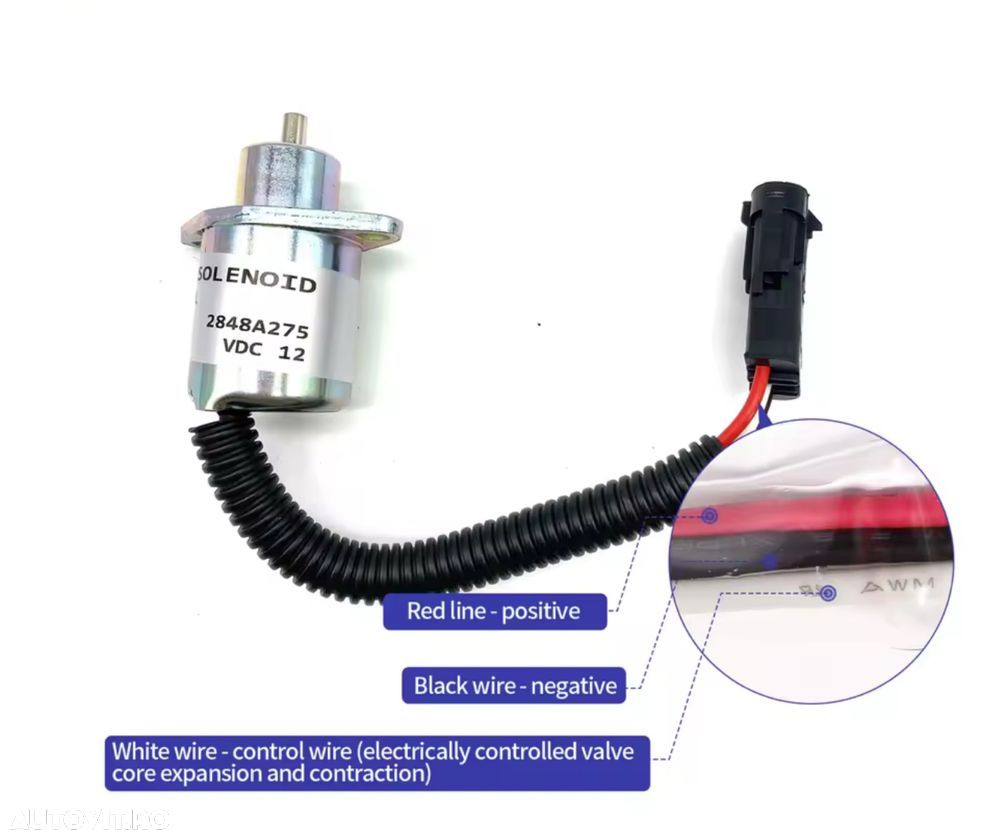 Opritor Stop Motorina Solenoid Supapa Electrovalva Perkins Case Bobina - 2
