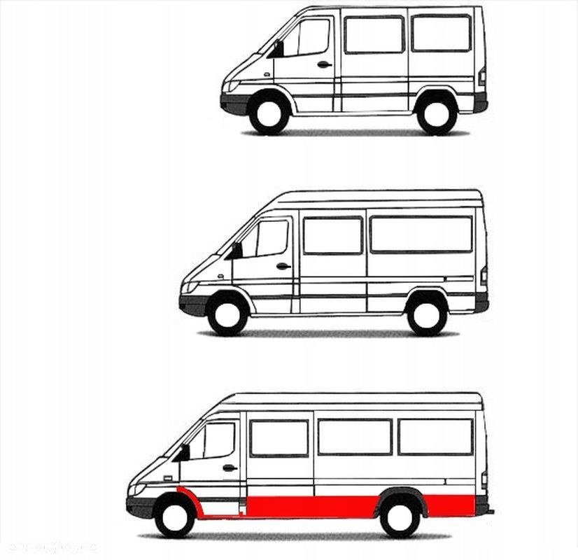 Próg / Progi / Zestaw progów MB Sprinter / VW LT 95 - 06 Maxi Lewa str. - 1