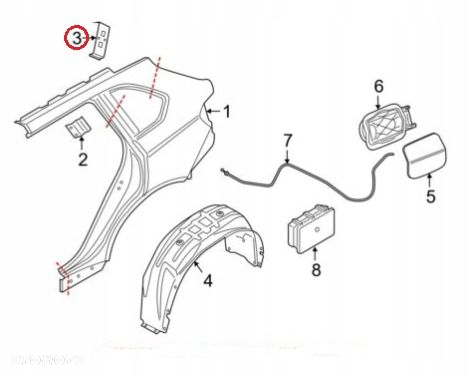 BMW X6 F16 14- BLACHA WZMACNIAJĄCA SŁUPKA D PRAWA - 4