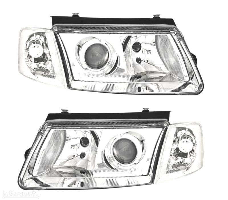 FARÓIS FRENTE PARA VOLKSWAGEN VW PASSAT 3B 96-00 FUNDO CROMADO - 1