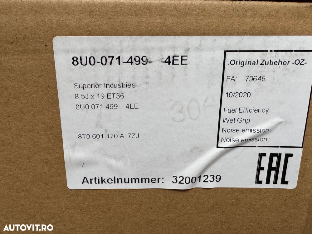 Vând jante originale Audi noi pe 19” bicolore - 9