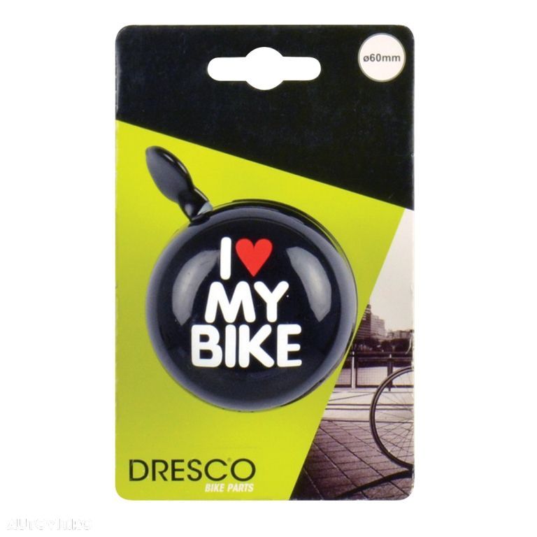 Claxon bicicleta I Love My Bike negru 60mm, sonerie bicicleta - 2