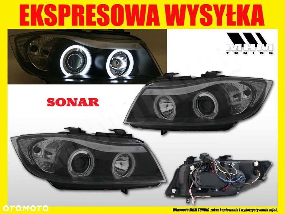 Reflektory Lampy kpl Diody Soczewka Czarne Black Bmw 3 e90 e91 2004-2008 - 6