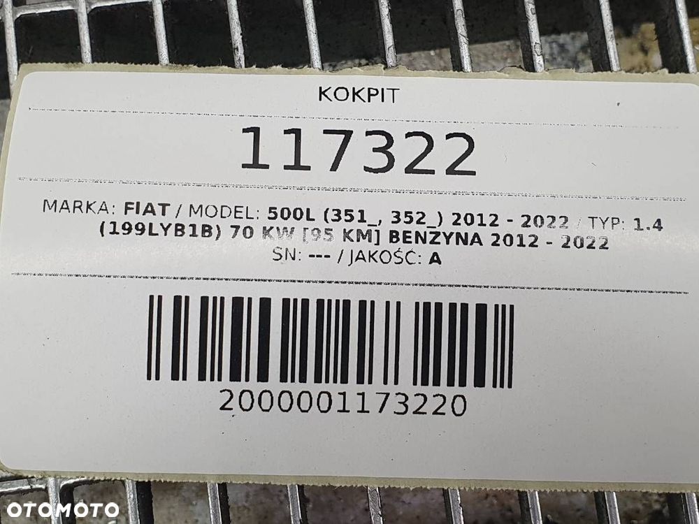 KONSOLA DESKA PODUSZKI KIEROWCY PASAŻERA FIAT 500L 500 L EUROPA 351 - 14