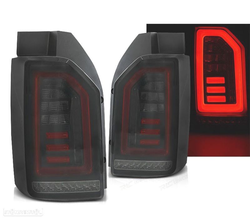 FAROLINS TRASEIROS VOLKSWAGEN VW T6 15- LIGHT BAR CARDNA DINAMIC FUNDO VERMELHO FUMADO - 1