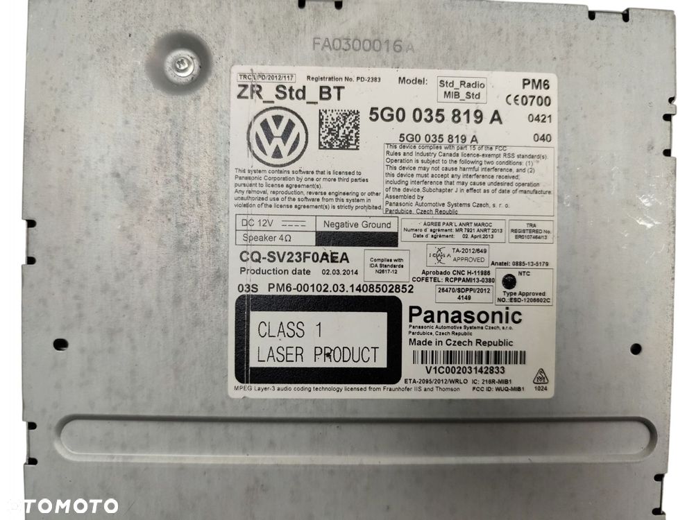 CZYTNIK MULTIMEDIA MIB VOLKSWAGEN GOLF VII (2012-2016) 1.2 TSI 105KM 5G0035819A - 4