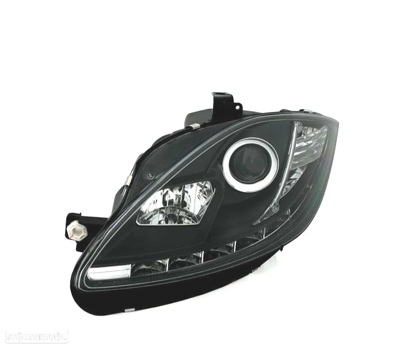 FARÓIS SEAT LEON ALTEA 09-12 TRU DRL LUZ DIURNA REAL FUNDO PRETO - 2