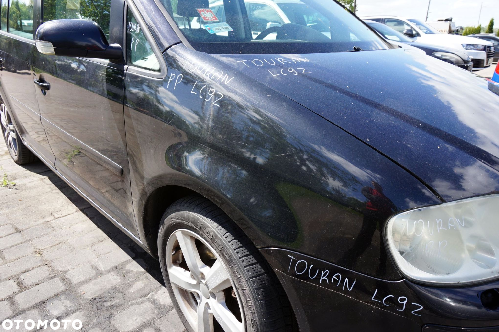 MASKA ZDERZAK BŁOTNIKI LAMPY TOURAN I 1T LC9Z XENON SPRYSKI VOLKSWAGEN 2003-2006 CZARNY PRZÓD KOMPLETNY - 6