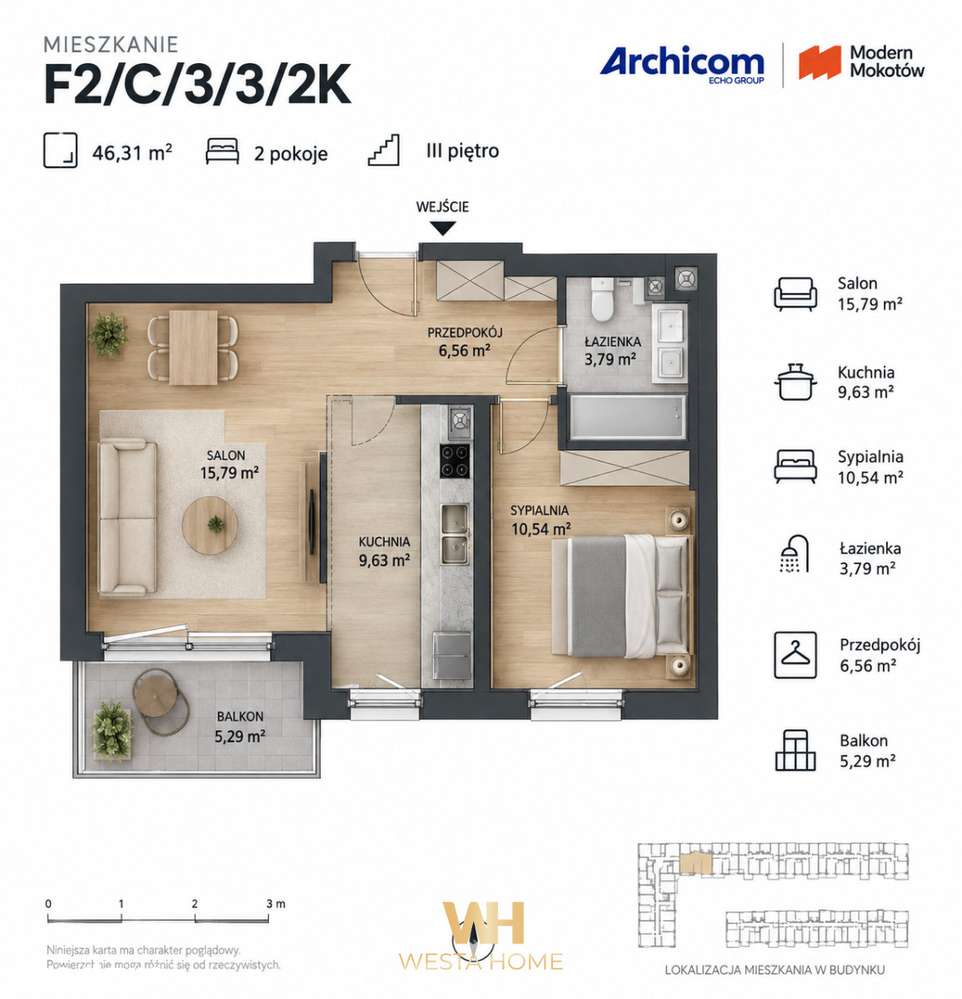 Apartamentowiec | 46,5 m2 z tarasem