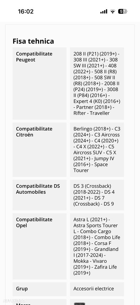 Cablu incarcare priza 220V 3,6 kw PEUGEOT, CITROEN, OPEL Electric an 2019-2025 original cod 9844469880 - 8
